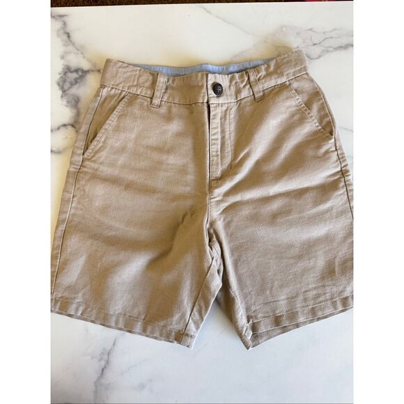Janie & jack boys size 8 tan linen cotton shorts preppy - Picture 1 of 6